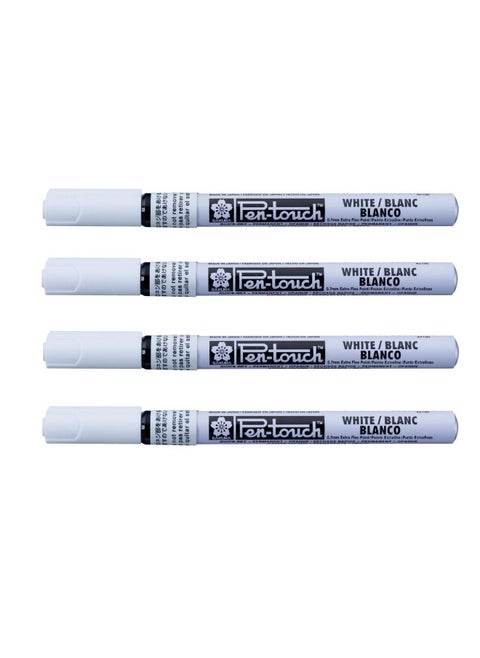 Sakura Pen-Touch Paint Marker 0.7 Mm  Permanent Ink Extra Fine Point White Color  Pack Of 4