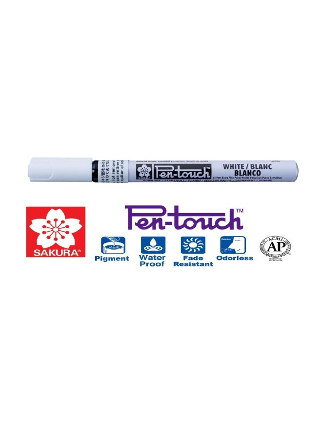 Sakura Pen-Touch Paint Marker 0.7 Mm  Permanent Ink Extra Fine Point White Color  Pack Of 4