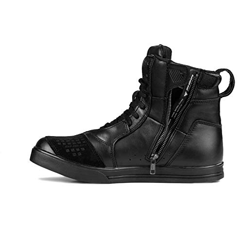 SHIMA أحذية موتوسيكل شيماء بليك للرجال - جلد، قابلة للتنفس، أحذية ركوب الشارع المعززة بسحاب جانبي، دعم للكاحل، نعل مضاد للانزلاق، وسادة تروس (أسود، 11.5) - Image 3