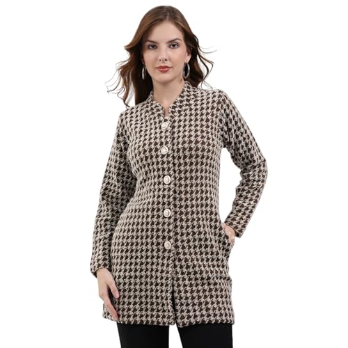 Monte Carlo Men Regular Fit Self Designed Pattern Round Neck Button Closure Full Sleeve Winter Knitted Coat| Warm Woolen Long Sweater for Ladies |Comfortable Winter Wear for Women Coffee Brown XLP1 - Image 1