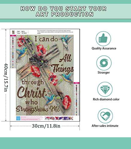 Clendo Christ Diamond Painting Kits for Adults, 5D DIY Full Drill Diamond Dots Paintings with Diamonds Gem Art and Crafts for Adults Home Wall Decor, Crucifix 12x16in - Image 3
