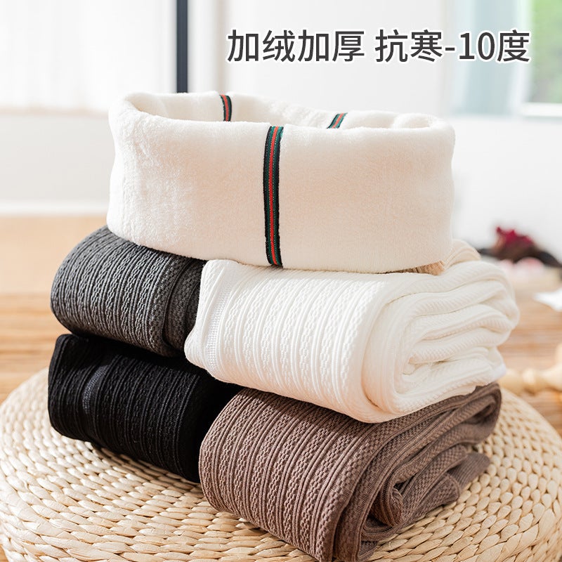 Velvet Padded Vertical Children'S Leggings Girls Pantyhose Pedal Pants Twist White Baby Dance Socks - Image 2