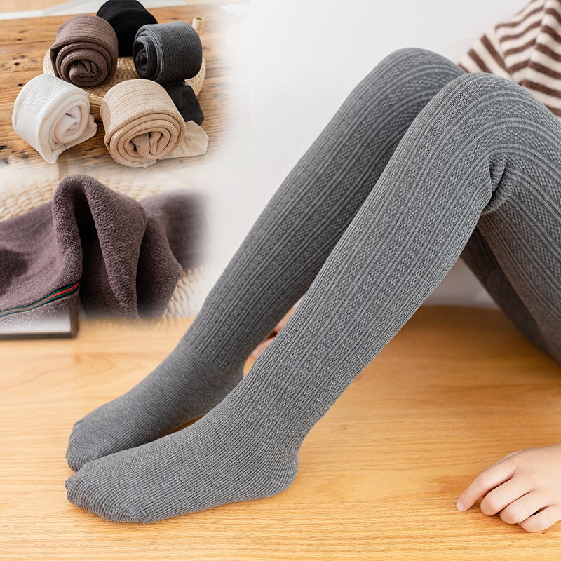 Velvet Padded Vertical Children'S Leggings Girls Pantyhose Pedal Pants Twist White Baby Dance Socks - Image 3