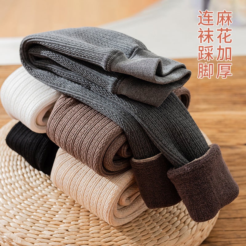 Velvet Padded Vertical Children'S Leggings Girls Pantyhose Pedal Pants Twist White Baby Dance Socks - Image 5