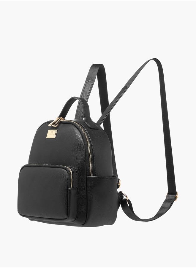 Flora Bella By Shoexpress - Women Monogram Print Backpack with Adjustable Straps and Zip Closure - 23x12x26 cm - Image 1