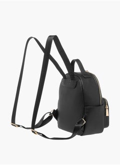 Flora Bella By Shoexpress Women Monogram Print Backpack with Adjustable Straps and Zip Closure - 23x12x26 cm  - Image 3