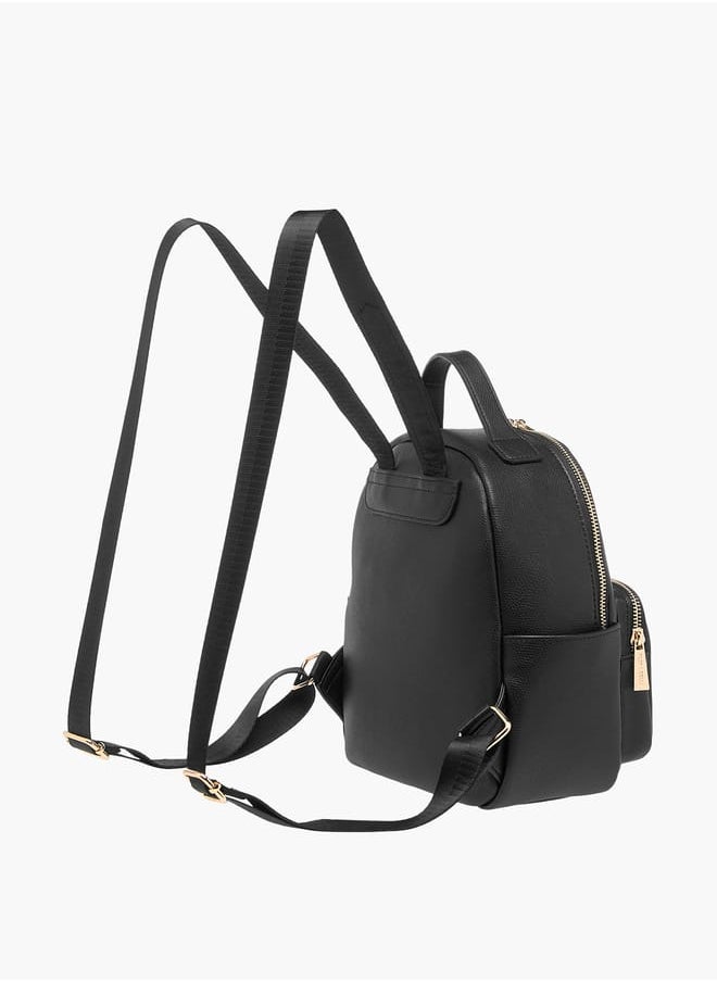 Flora Bella By Shoexpress - Women Monogram Print Backpack with Adjustable Straps and Zip Closure - 23x12x26 cm - Image 1