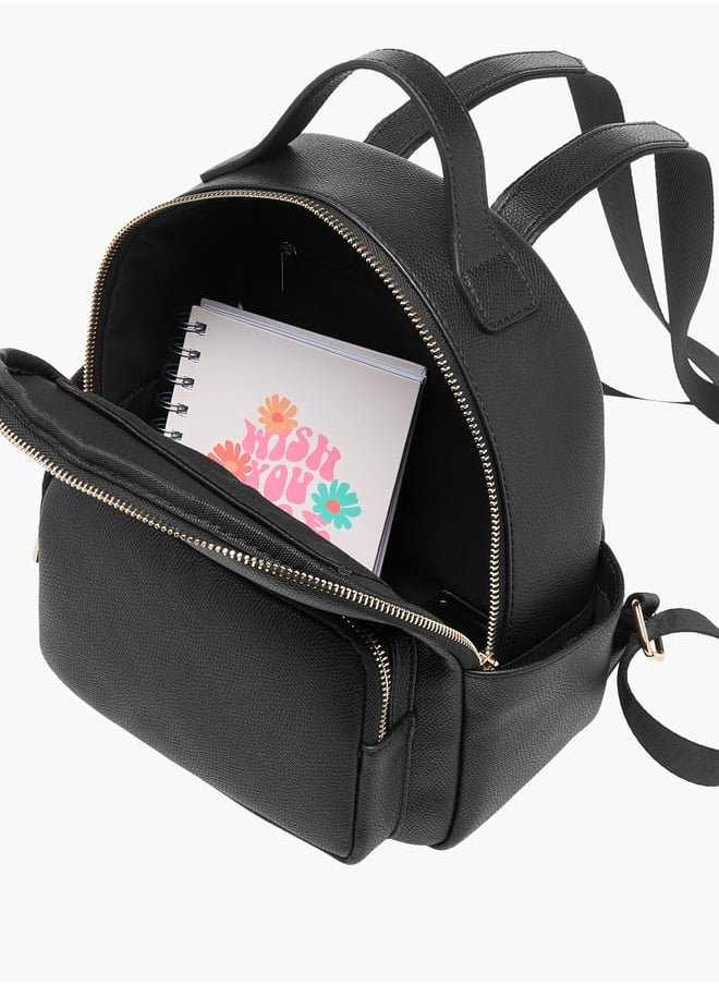 Flora Bella By Shoexpress - Women Monogram Print Backpack with Adjustable Straps and Zip Closure - 23x12x26 cm - Image 1