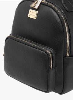 Flora Bella By Shoexpress Women Monogram Print Backpack with Adjustable Straps and Zip Closure - 23x12x26 cm  - Image 4