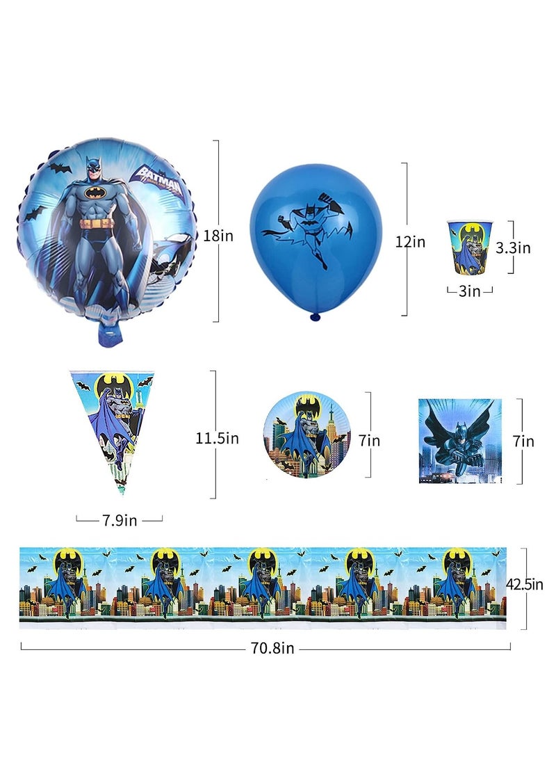Bluegogo Bat-Man Birthday Decorations Party Supplies Serves 20 Guests Include Plates Napkins Cups Balloons Table Cover Birthday Banner Cupcake Toppers and Triangle Flags for Kids Boys Teens Men  - Image 3