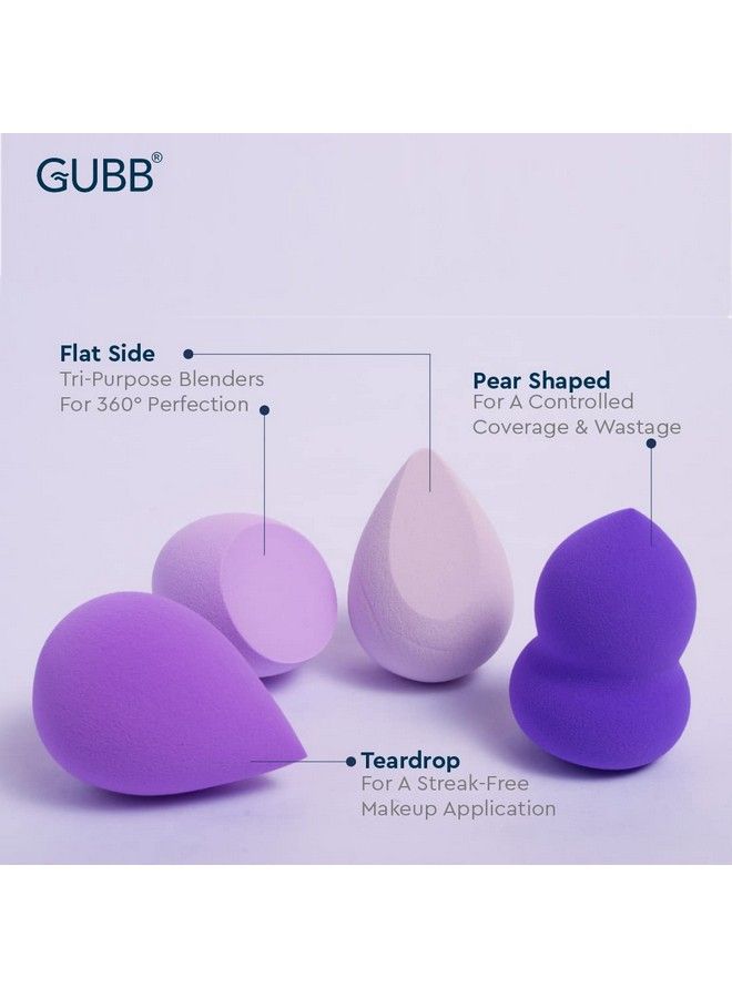 GUBB Beauty Blender For Face Makeup ; Foundation Blending Beauty Sponge Flawless For Liquid Cream Foundation & Powder ; Makeup Sponge (Purple) Set Of 4 - Image 5