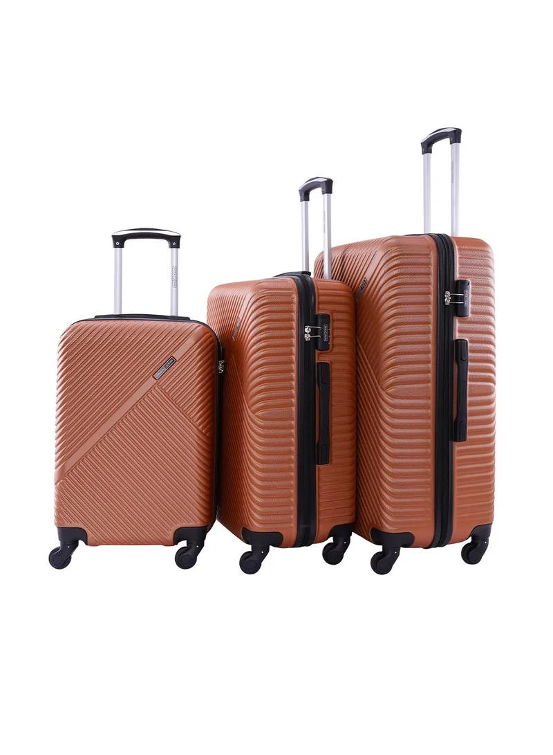 PARAJOHN ABS Material 3-Piece Hardsided Luggage Set | 4-Wheel Spinner Trolley | Small (10kg), Medium (20kg), Large (30kg)Orange
