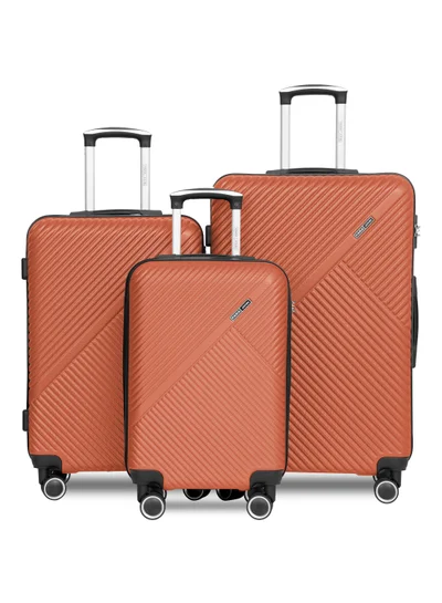 PARAJOHN ABS Material 3-Piece Hardsided Luggage Set | 4-Wheel Spinner Trolley | Small (10kg), Medium (20kg), Large (30kg)Orange