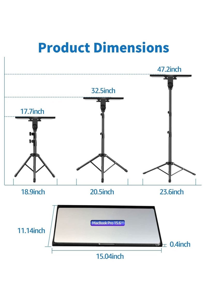 Projector stand, Laptop stand Tripod Adjustable Height 17.7 to 47.2 Inch with Gooseneck Phone Holder, Portable Projector Stand Tripod for Outdoor Movies-Detachable Computer DJ Racks Holder Mount - Image 3