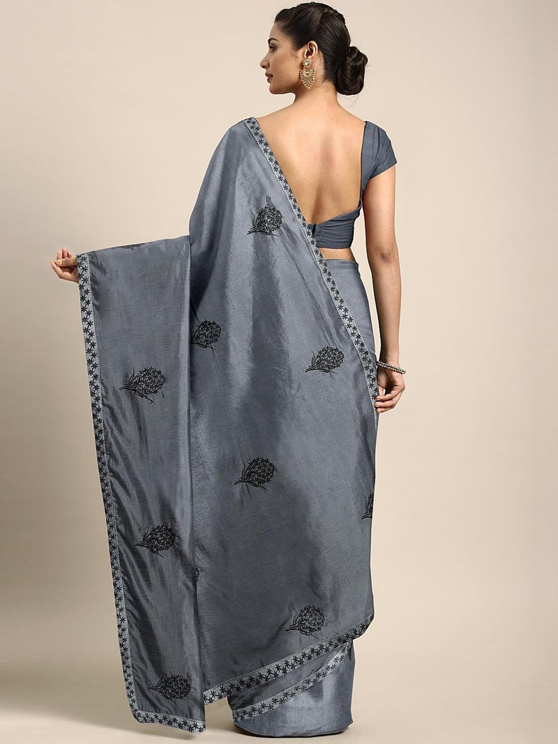 HEMOVIA Women's Plain Digital Print Cotton Silk Blend Saree with Silver Weaving Border Tassels-Elegant Ethnic Wear for Festive and Casual Occasions New 2025 (FF-KAANVI4401) - Image 3