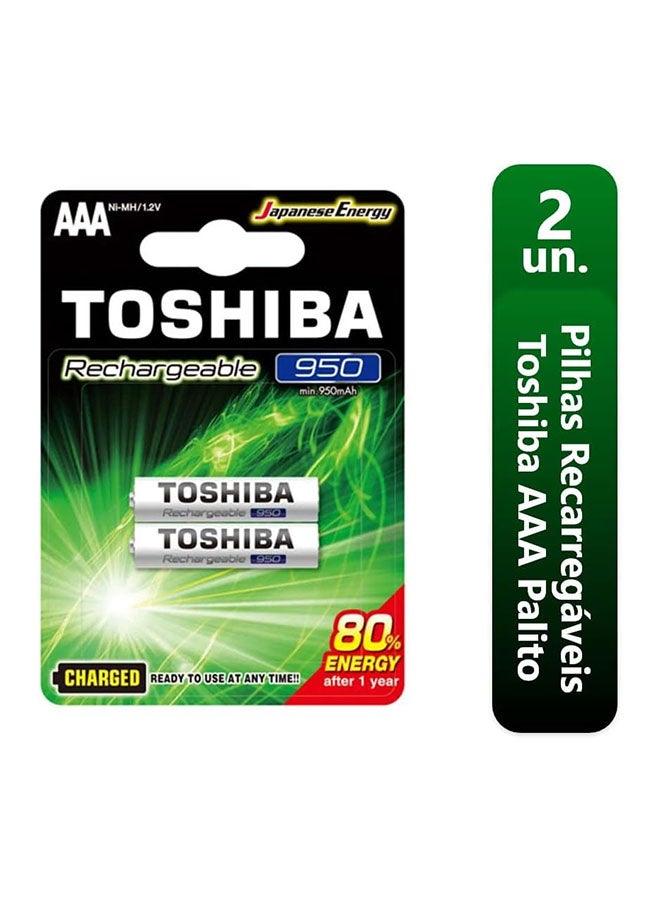 Toshiba بطارية قابلة لإعادة الشحن توشيبا 950 مللي أمبير BP-2C AAA نيكيل ميتال هيدريد 2 قطع، أبيض - Image 4