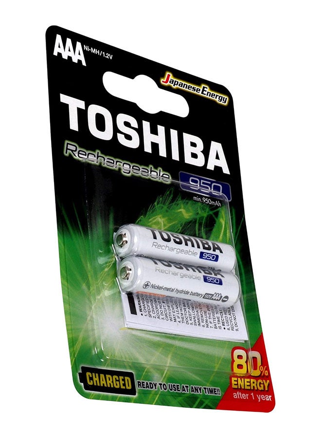 Toshiba بطارية قابلة لإعادة الشحن توشيبا 950 مللي أمبير BP-2C AAA نيكيل ميتال هيدريد 2 قطع، أبيض - Image 3
