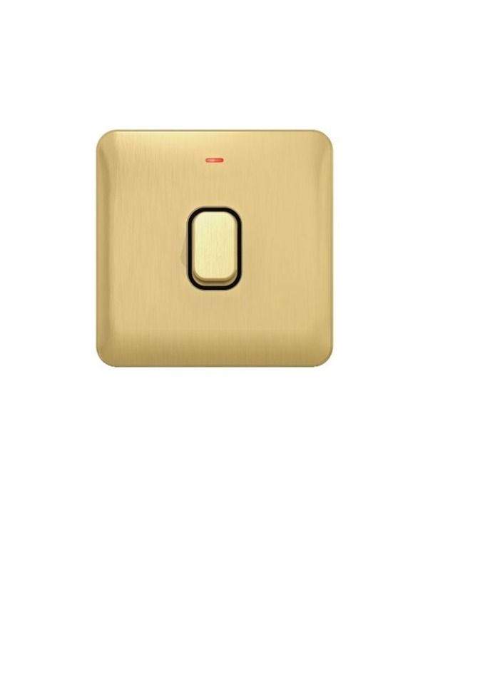 Schneider Electric GGBL2011BSB Lisse Control Switch 1 Gang LED Indicator - 20AX DP Satin Brass with Black Interior - Image 1