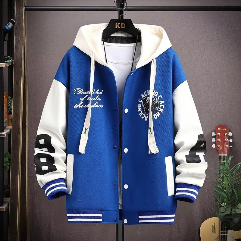 Trendy Brand Youth Jacket Boys Casual Handsome Jacket Sports Hooded Sweatshirt Baseball Clothing Men - Image 1