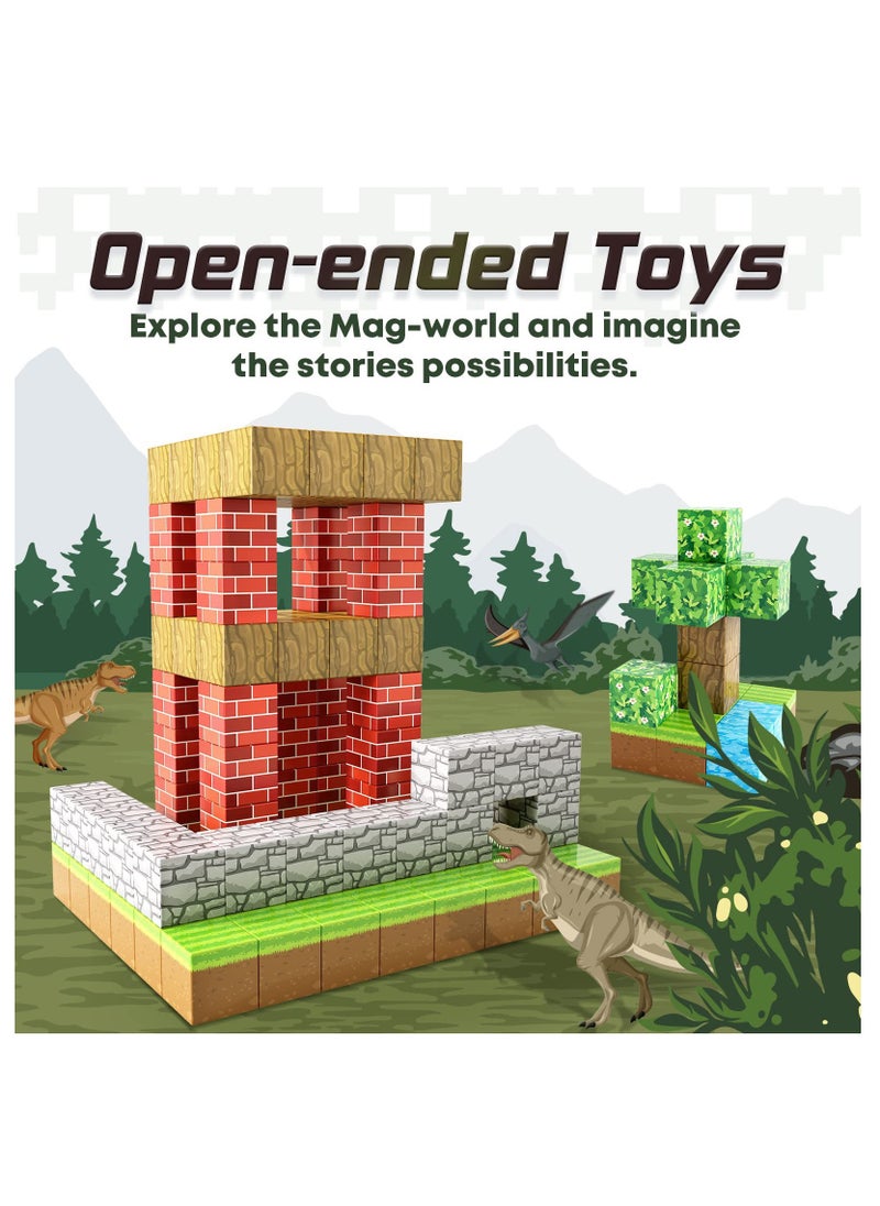128pcs Beach square building block set children’s puzzle doll assembled game peripheral mini toys minecrafts magnetic cube intelligent magnetic building block set build a 3D mag-world  - Image 2