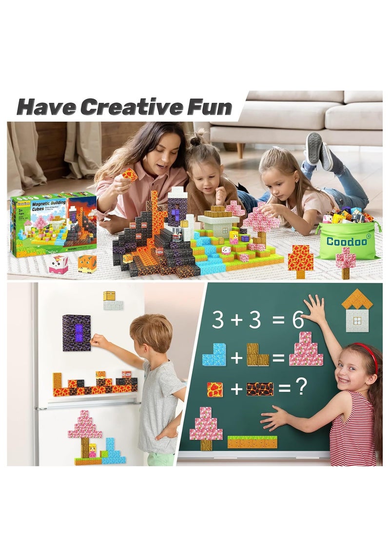 128pcs Beach square building block set children’s puzzle doll assembled game peripheral mini toys minecrafts magnetic cube intelligent magnetic building block set build a 3D mag-world  - Image 3