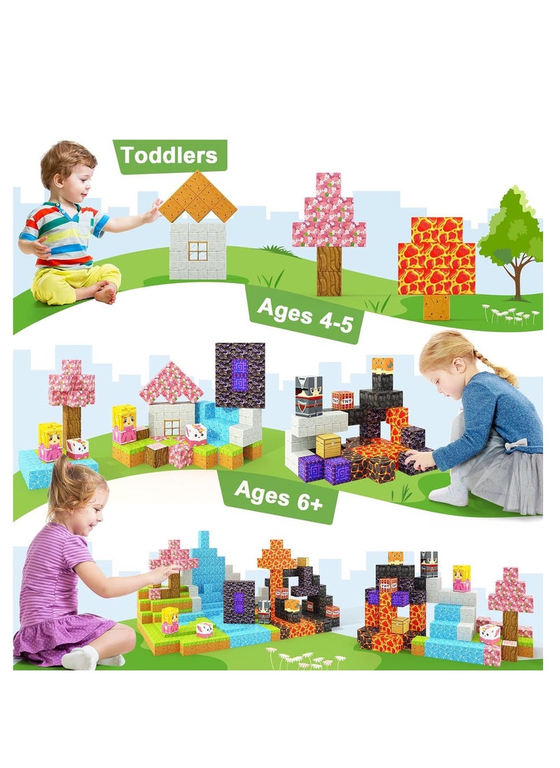 128pcs Beach square building block set children’s puzzle doll assembled game peripheral mini toys minecrafts magnetic cube intelligent magnetic building block set build a 3D mag-world  - Image 4