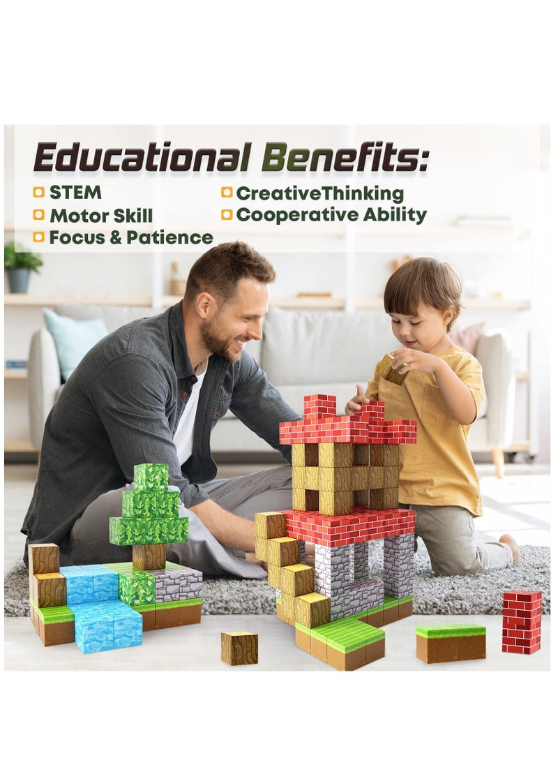 128pcs Beach square building block set children’s puzzle doll assembled game peripheral mini toys minecrafts magnetic cube intelligent magnetic building block set build a 3D mag-world  - Image 5