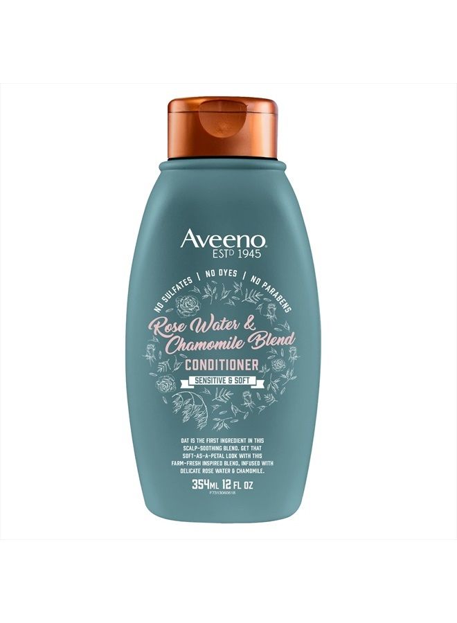 Aveeno Rose Water & Chamomile Blend Sulfate-Free Conditioner with Colloidal Oat for Dry Sensitive Scalp, Gentle Cleansing Conditioner for Fine, Fragile Hair, Paraben & Dye-Free, 12 Fl Oz - Image 1