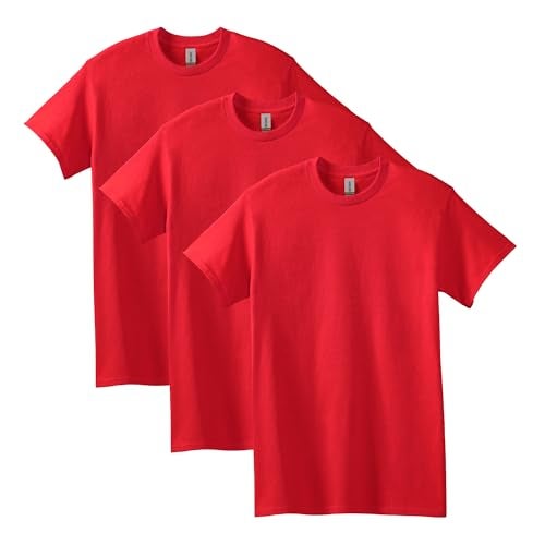 Gildan Mens Heavy Cotton T-Shirt, Style G5000, Multipack T Shirt, Red (3-Pack), Medium US - Image 1