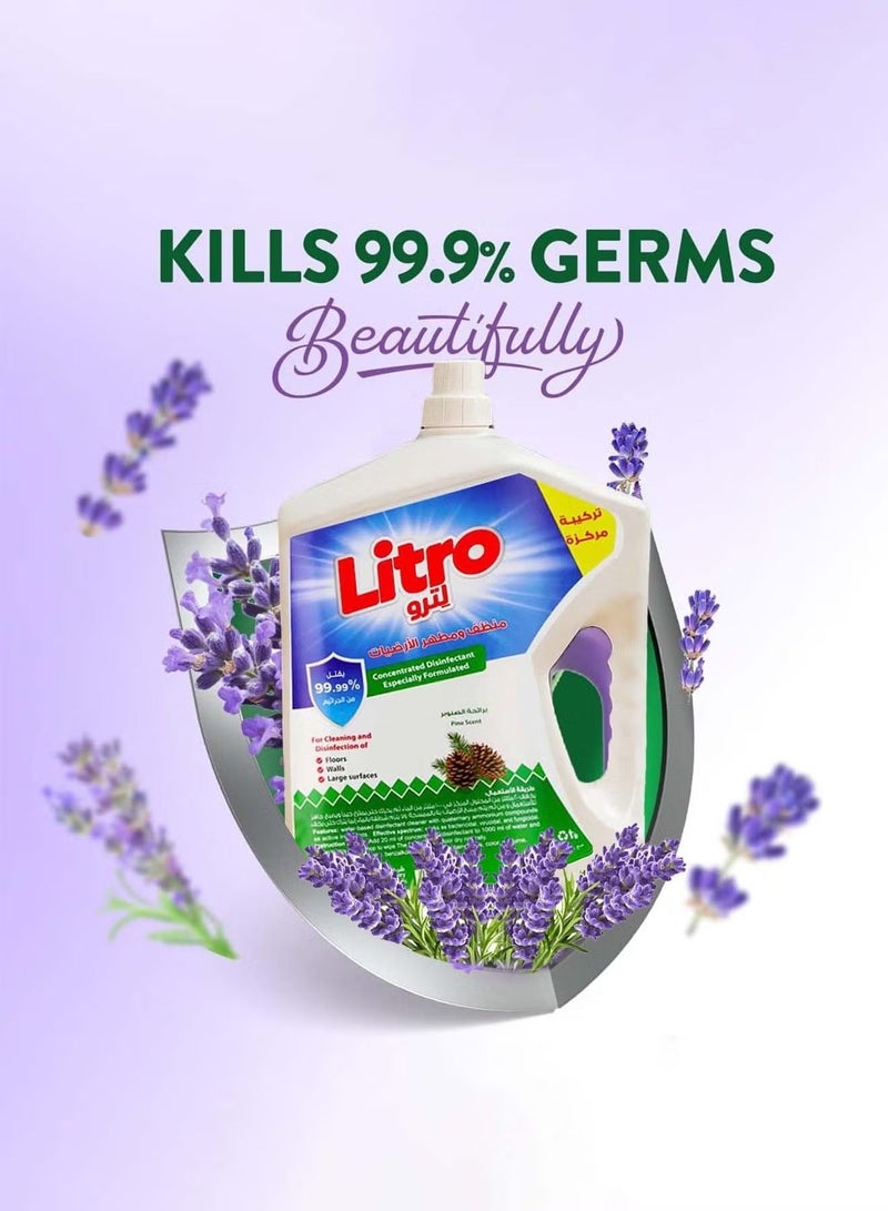 Litro Floor Cleaner and Disinfectant 3 Liters With Refreshing Natural Pine Scent, Effective Formula for Deep Cleaning and Complete Disinfection, Leaving a Lasting Shine and Fragrant Touch - Image 4