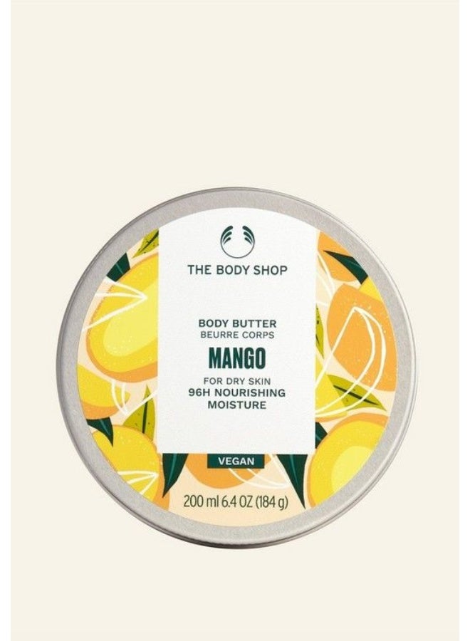 THE BODY SHOP Mango Body Butter – Intensely Nourishing & Hydrating | Perfect for Dry Skin | 96hr Moisture | Notes of Ripe, Juicy Mango | Mango Seed Oil, Shea Butter & Brazil Nut Oil, 200 ml - Image 1
