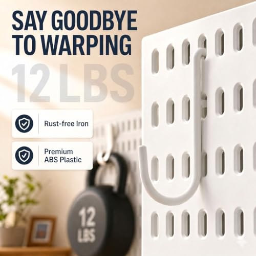 AKTOP Peg Board Wall Organizer 4-Pack – 12"x12" White Pegboard Combination Kit with 13 Accessories for Wall, Plastic Peg Board Panels for Home, Office, Garage Tool Storage & Craft Room - Image 4