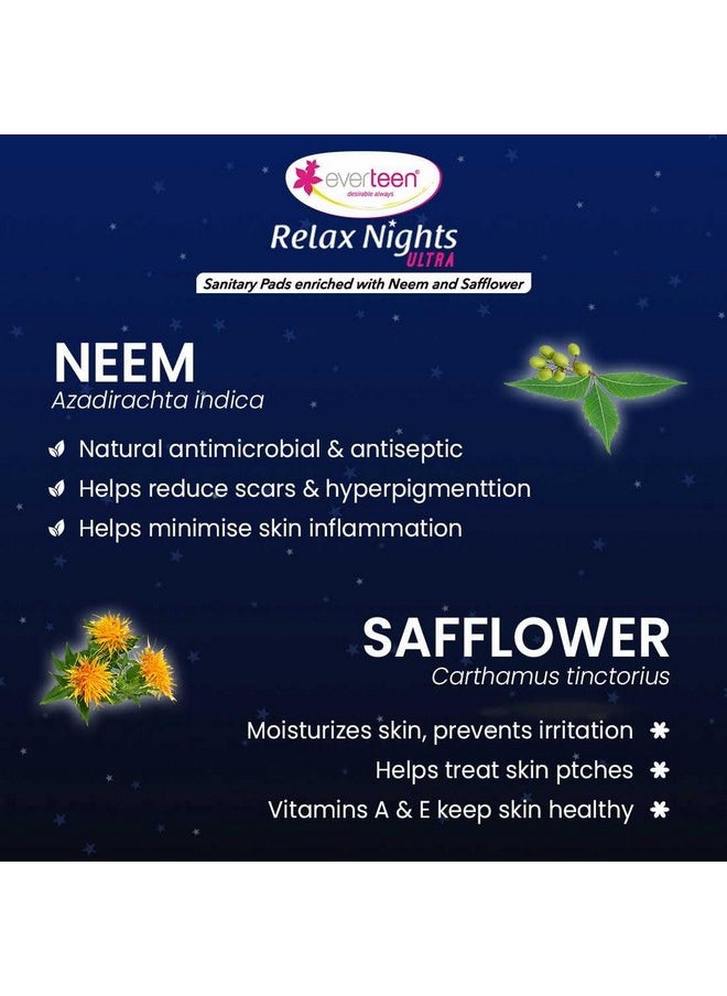 everteen Xxl Relax Nights Ultra Thin Sanitary Pads With Neem And Safflower, Menstrual Cramps Roll-On Inside Pack - 1 Pack (40 Pads, 320Mm)  - Image 1