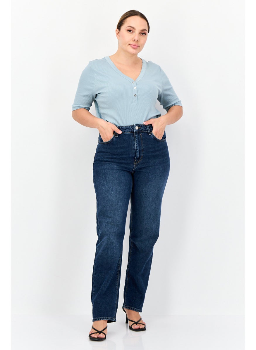 ESPRIT Women Dad Fit Washed Stretchable Jeans, Blue  - Image 4