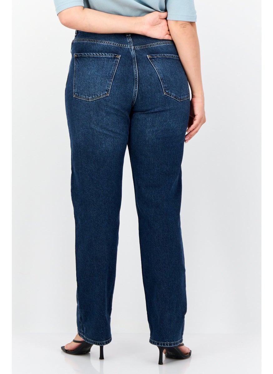 ESPRIT Women Dad Fit Washed Stretchable Jeans, Blue  - Image 3