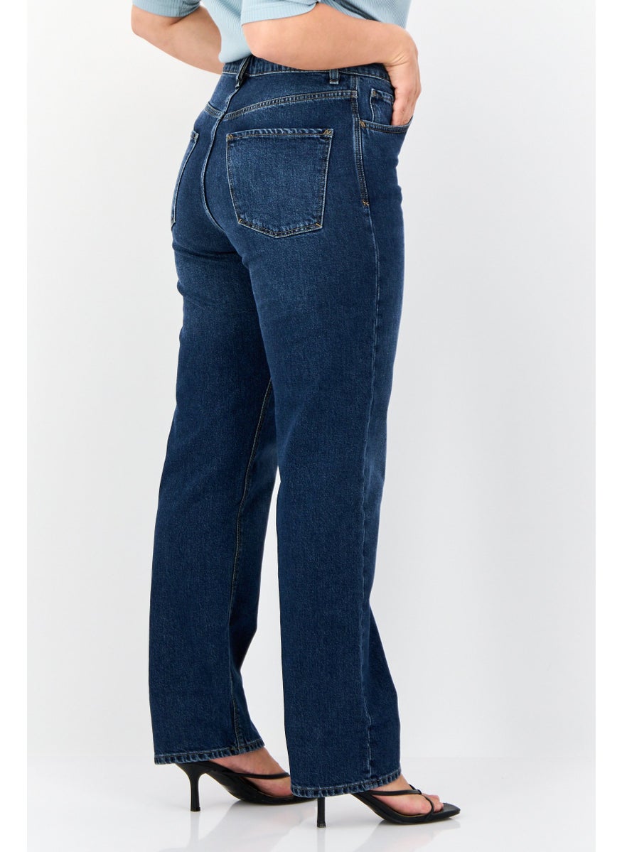 ESPRIT Women Dad Fit Washed Stretchable Jeans, Blue  - Image 2