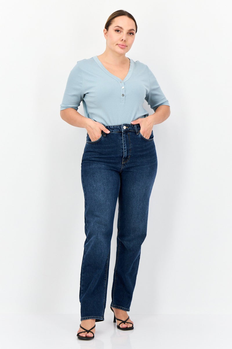 ESPRIT جينز نسائي بخصر واسع مغسول وقابل للتمدد، أزرق - Image 4