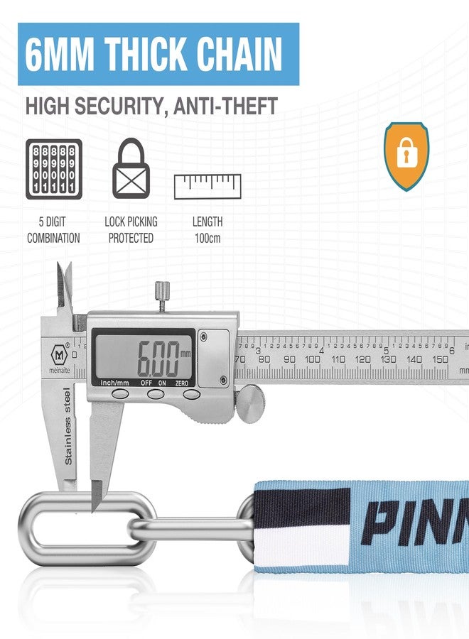 PINNAMAX Bike Lock 3.28ft- 5 Digit Combination Anti Theft Chain Locks- Heavy Duty Keyless Bicycle Lock for Bike, e-Bike, Scooter, Gate - Image 3