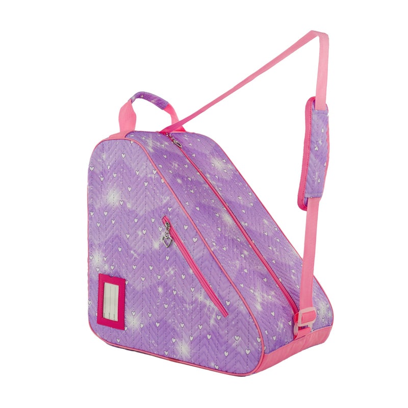 BAUXZOR Skate Bags with Lovely Heart and Star Patterns for Roller Skates, Ice Skates, Quad Skates, Inline Skates, Figure Skates, Skate Accessories for Kids and Adults (Heart Lavender 06) - Image 1