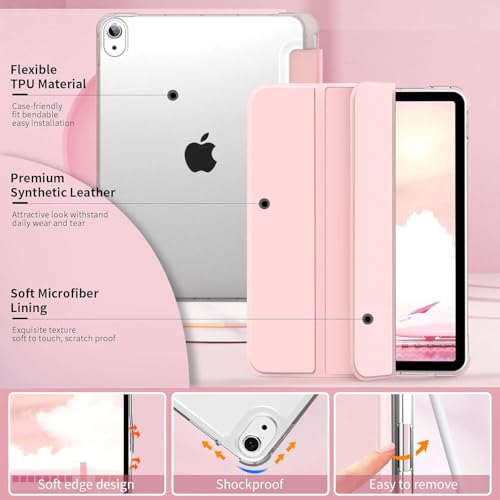 Boxome Tablet Case Cover for Apple iPad A16 11 inch (11th Gen) 2025 [Auto Sleep/Wake Cover] [Pencil Holder] [Trifold Stand] [Frosted Back] - Pink - Image 3