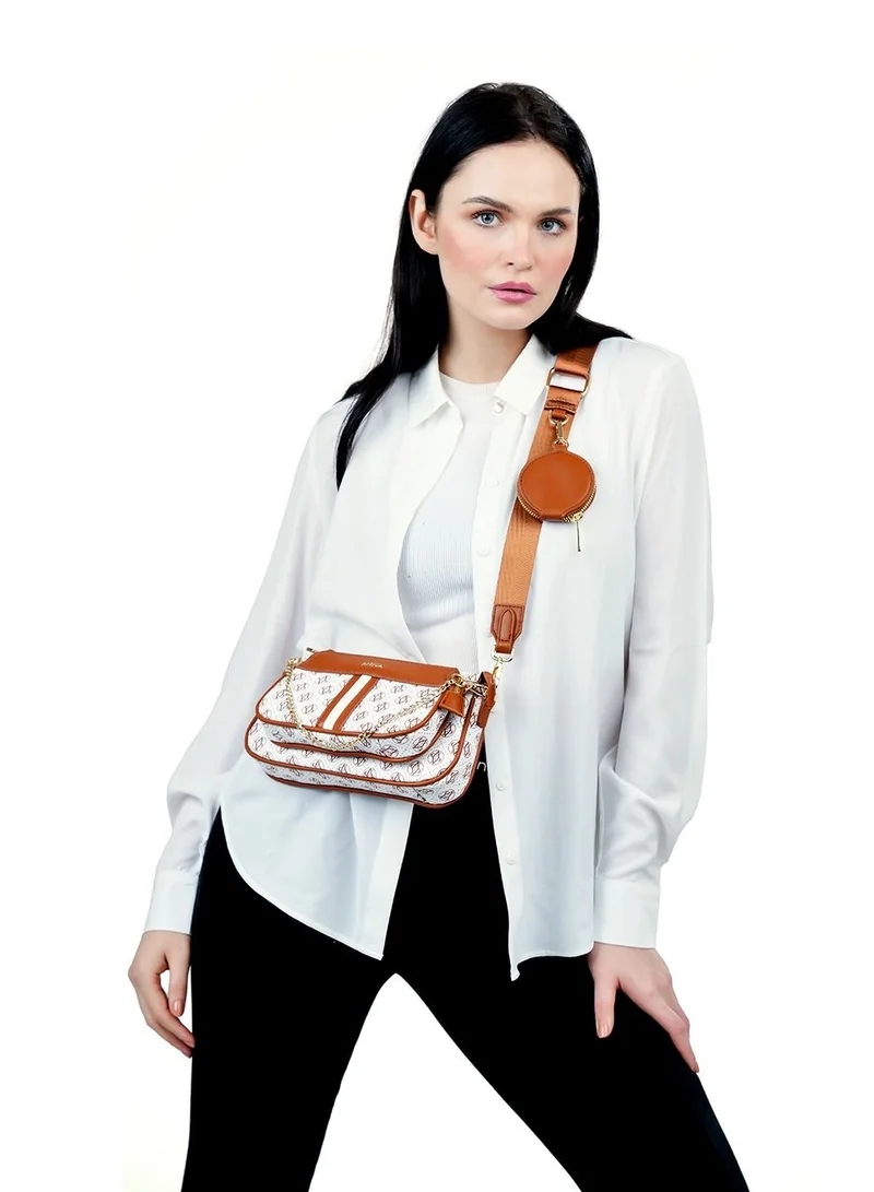 AMICA Giovanna Mini Crossbody Bag for Women - White Brown
