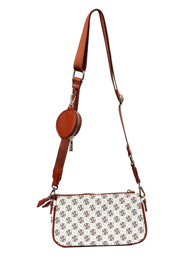AMICA Giovanna Mini Crossbody Bag for Women - White Brown