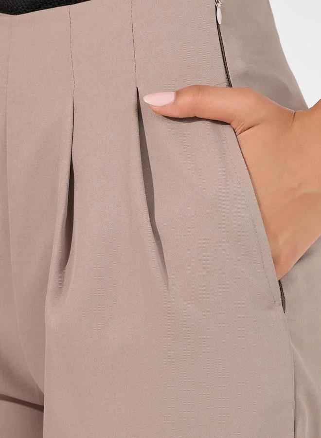 Styli High Rise Tapered Trouser with Box Pleat
