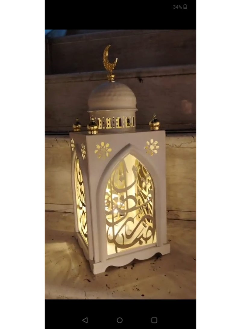 Roman Decorative Metal Ramadan Lantern With LED Lights 35cm - Image 4