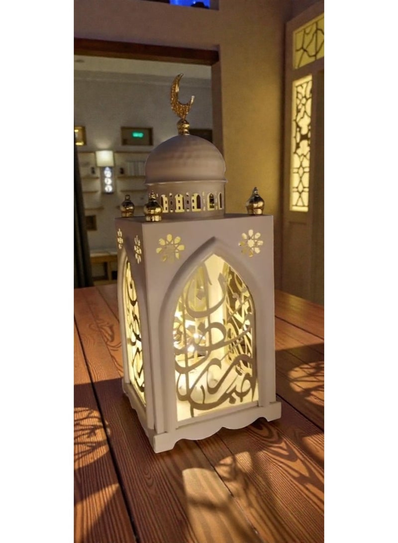 Roman Decorative Metal Ramadan Lantern With LED Lights 35cm - Image 1
