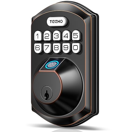TEEHO TE002 Fingerprint Door Lock - Keyless Entry Door Lock - Electronic Keypad Deadbolt - Smart Locks for Front Door - Auto Lock - Easy Installation - Oil-Rubbed Bronze - Image 1