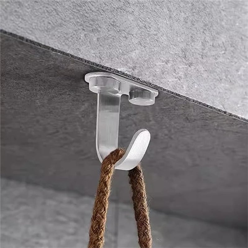 خطافات الفولاذ المقاوم للصدأ تحت الخزانة رف مثبت متين شماعات المناشف والملابس - Image 4