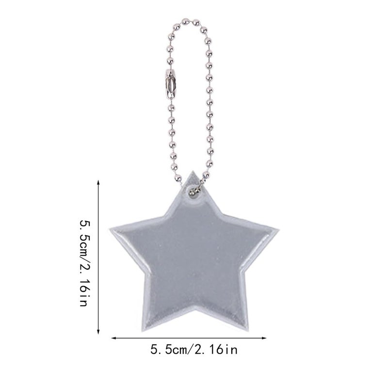 TRKETK 50 Pieces Reflective Pendant Safety Reflector Kids Star Shaped Reflective Labels Key Rings for Jackets, Backpack, Running, Cycling - Image 2