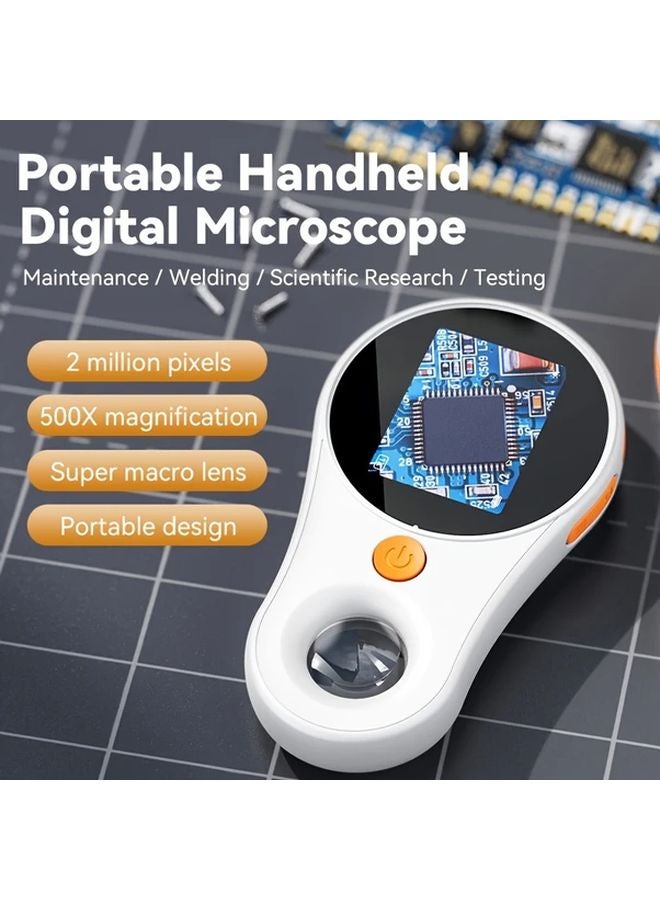 White 2 Inch 500X HD Digital Microscope Portable USB Battery Powered - Image 4