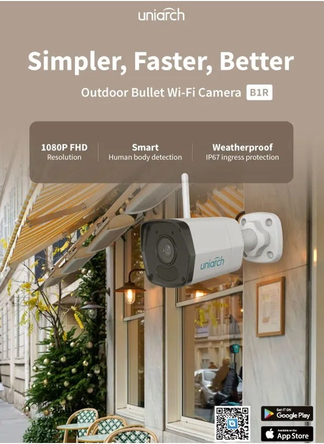 UNIARCH - Uniarch Uho-B1R-M2F3 2MP Outdoor IR Wi-Fi Bullet Camera 2.8mm - Image 1